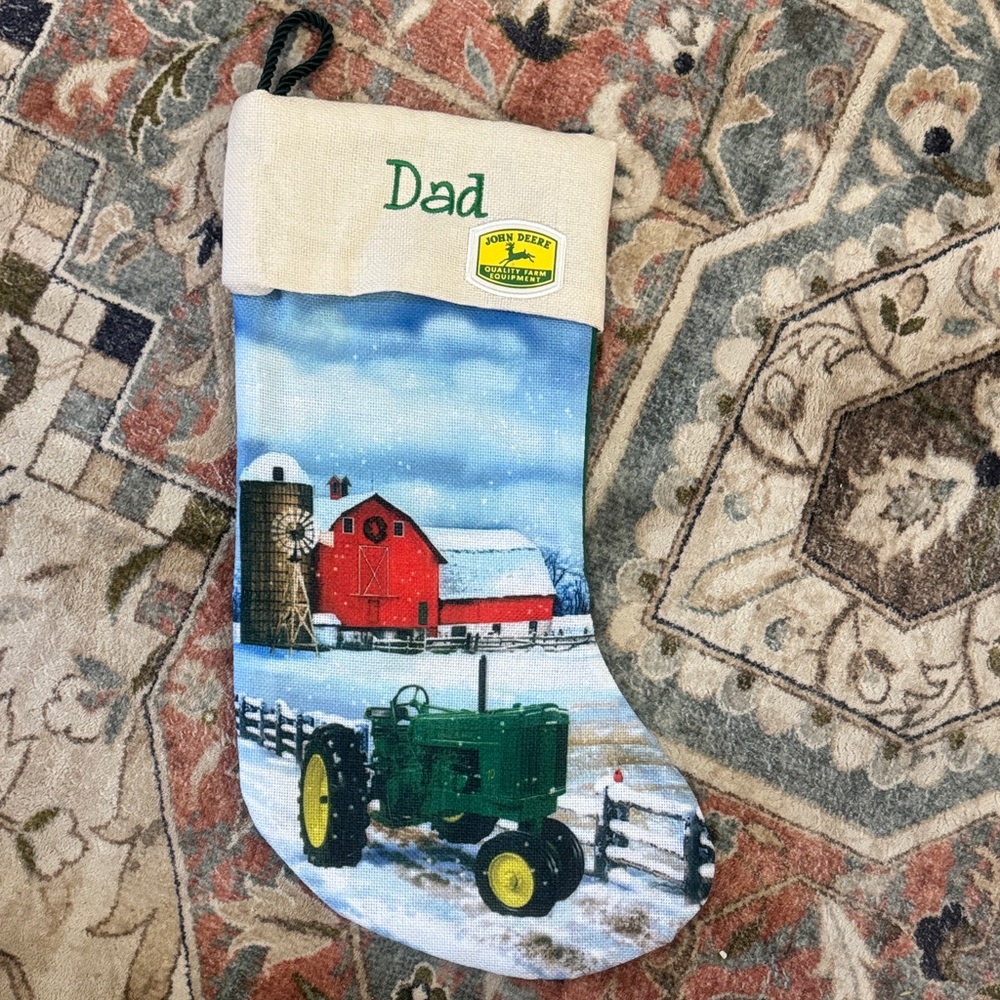 John Deere Green Tractor Christmas Stocking
